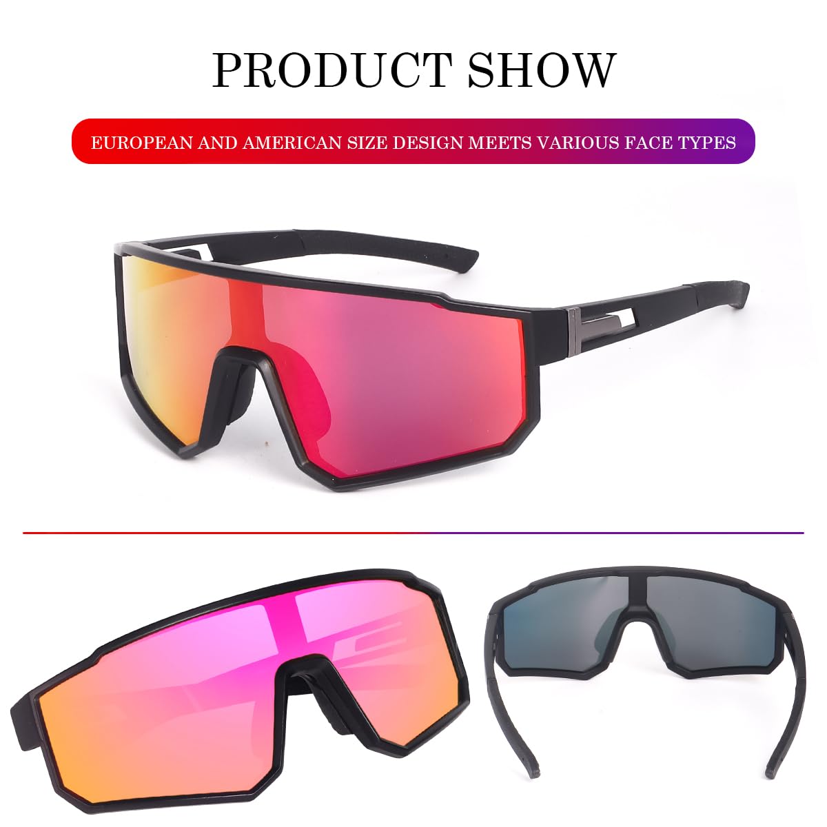 Dervin Gafas de sol de una sola pieza, gran tamaño, gafas de sol polarizadas para hombre y mujer, al aire libre, cricket, ciclismo, senderismo, pesca
