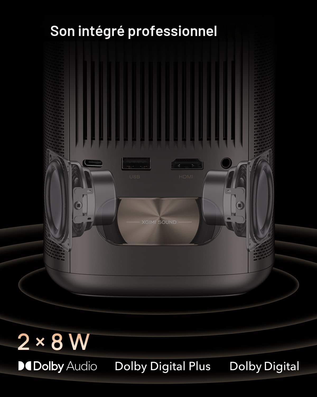XGIMI MoGo 2 Pro 1080P Videoprojecteur Portable, avec WiFi et Bluetooth, Android TV 11.0, 400 Lumens ISO, 2X8W Haut-Parleurs, Compatible avec 4K, Autofocus, Évitement d'Objets et Ajustement de l'Écran