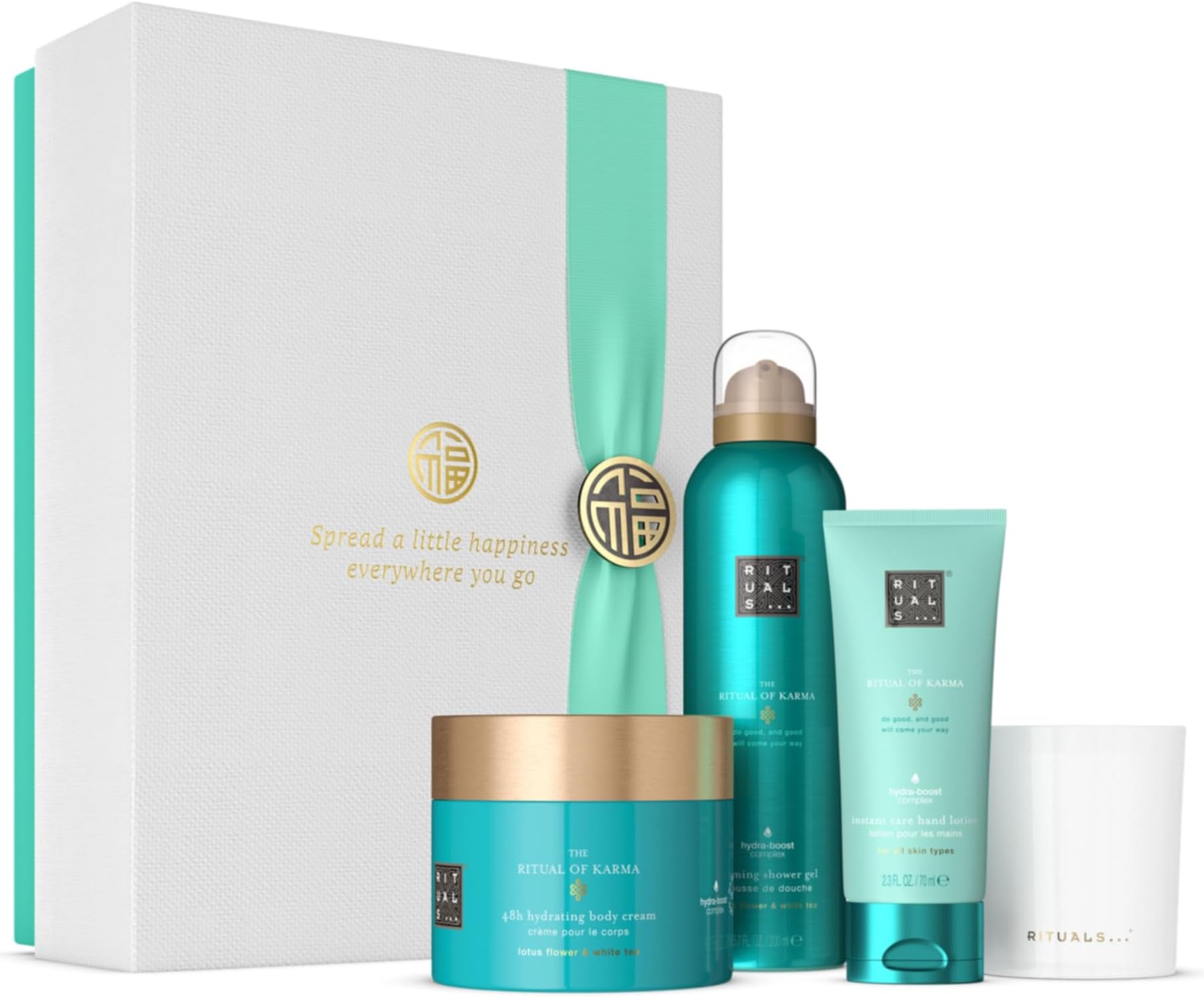 RITUALS Gift Box The Ritual of Karma, L, Gift Set Consisting of 4 Body Care Products with Lotus and White Tea, Rich and Soothing