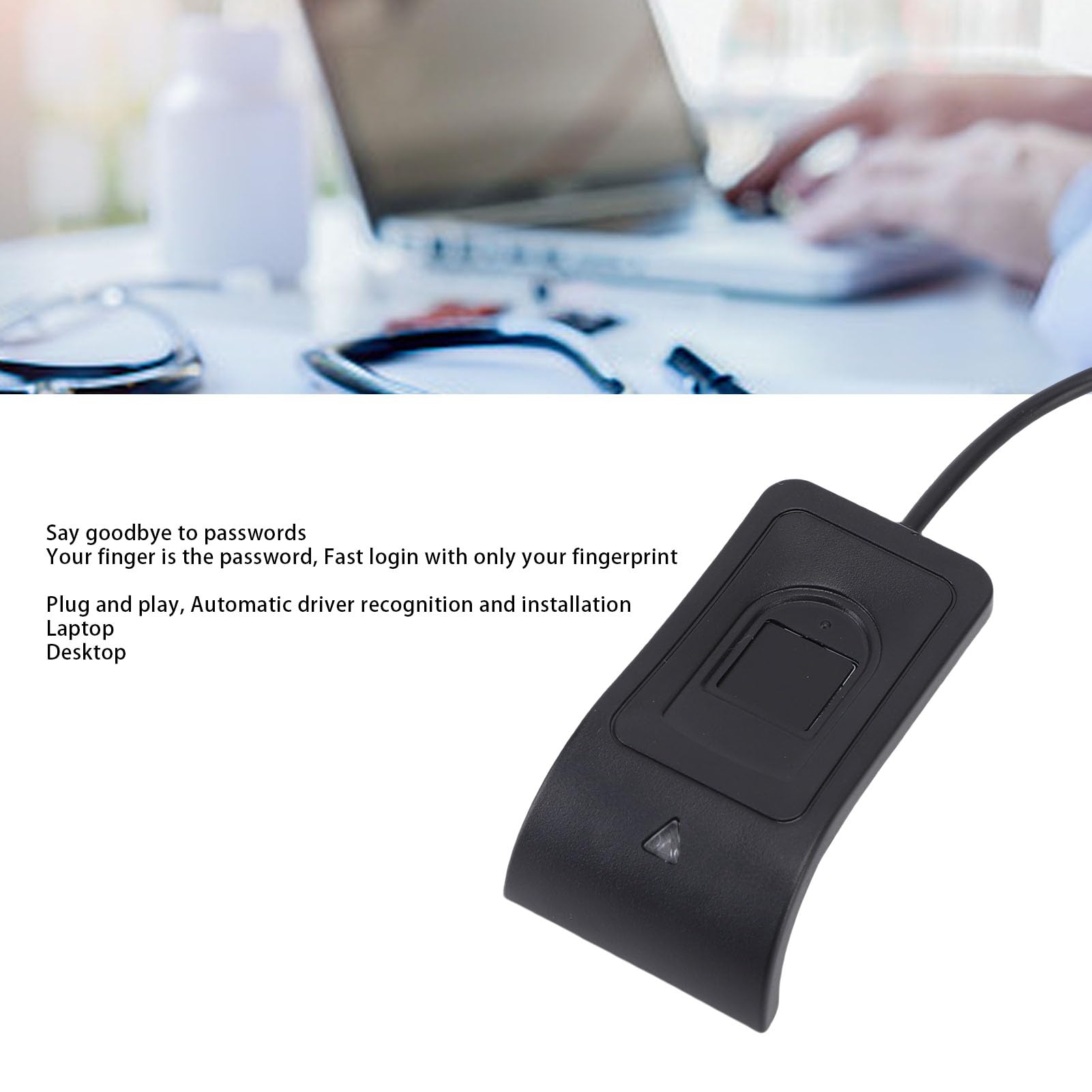 VBESTLIFE USB Fingerprint Reader para Wins 10 11, GANA el Dongle de PC de Escáner de Huellas Digitales Hello