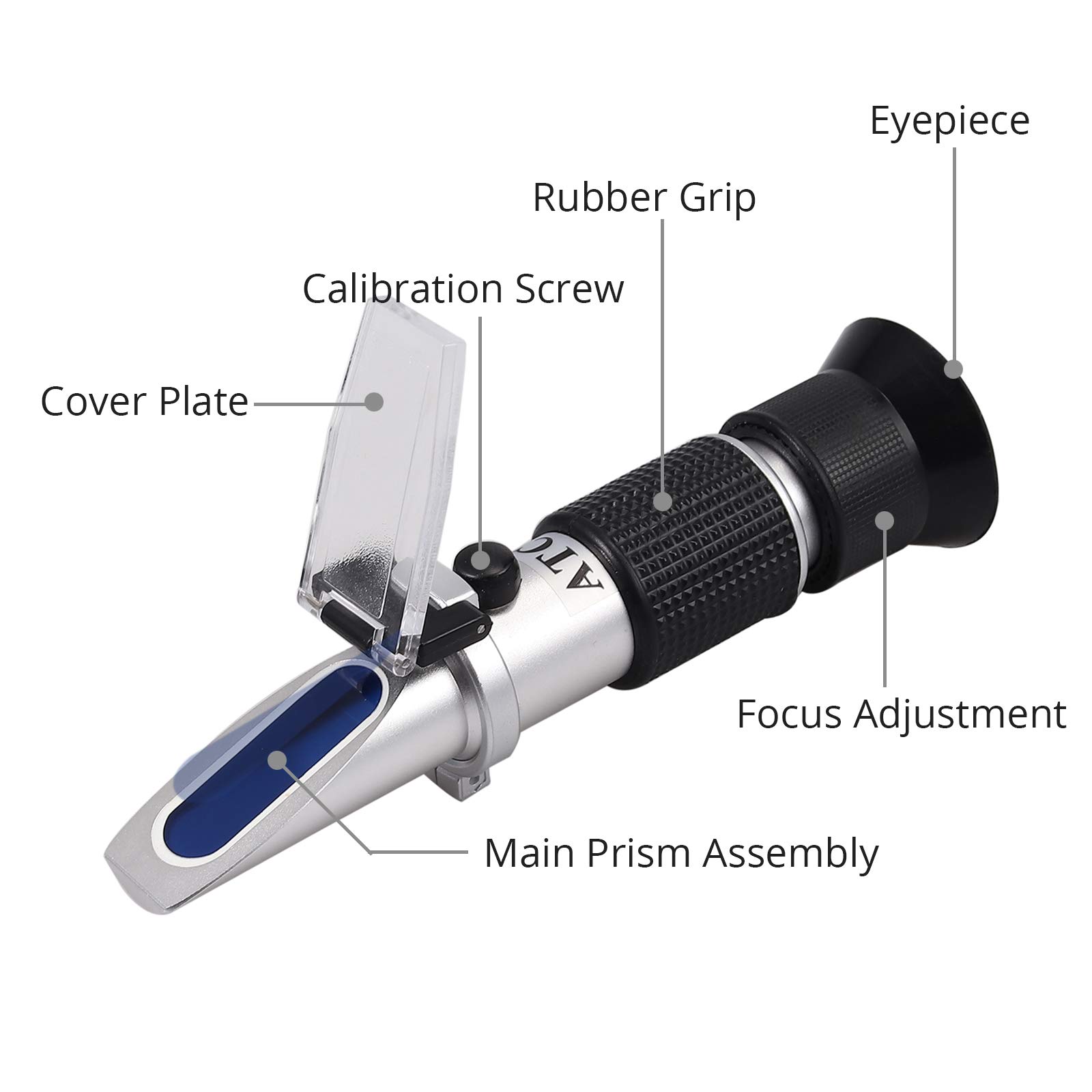 AUTOUTLET Rifrattometro Miele Umidità 58~90% Brix, Tester Automatico Compensazione per Miele Rifrattometro per miele, tester di umidità per miele, Brix e Baume