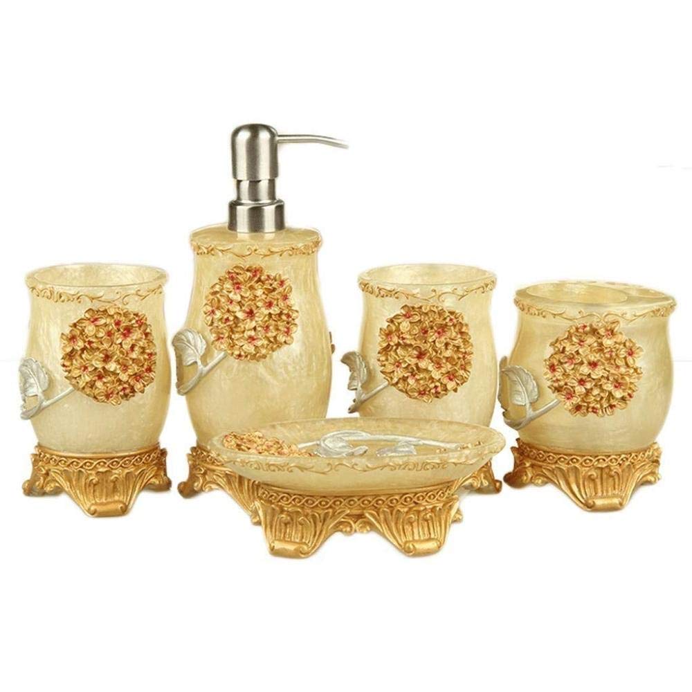 5 Piezas Baño De Seis, Conjunto De Baño De Cerámica Europea De 5 Piezas Conjunto De Accesorios De Baño para El Hogar,B