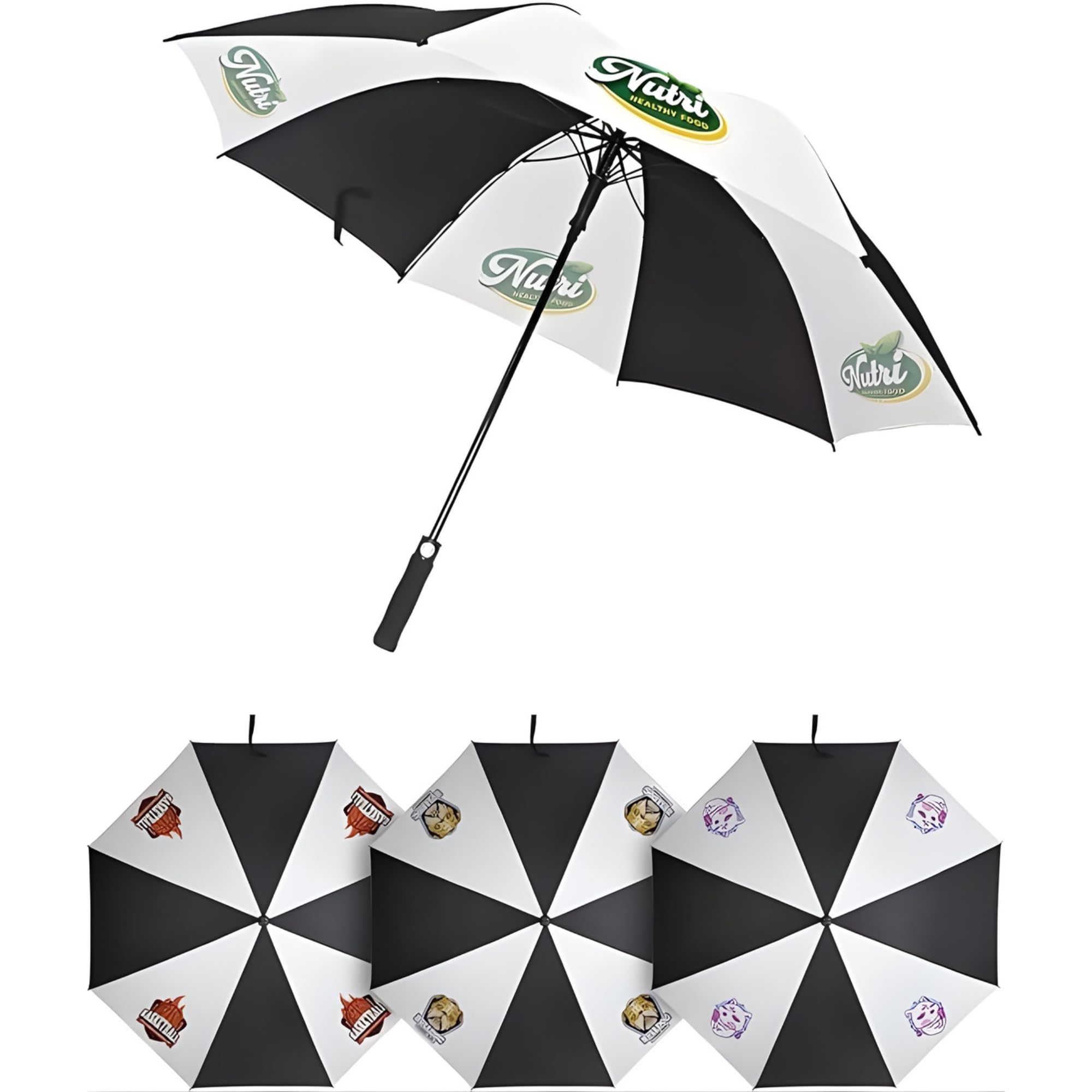 TheDogTagCo Ombrello personalizzato con foto o logo, leggero, per tutte le stagioni, durevole, realizzato nel Regno Unito, idea regalo unica, Nero , Large
