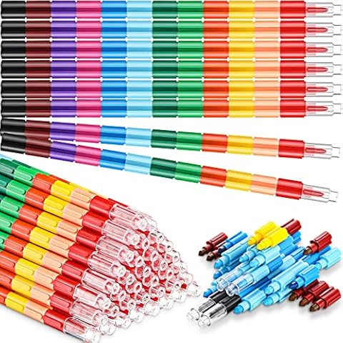 12 Colors Stacking Crayons Stackable Rainbow Crayons for Kids, DIY Crayons Buildable Crayons Rainbow Party Favors for Office School Supplies(12 Pieces) Cover