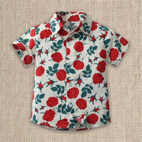 Kids Boys Aloha Shirts Hawaiian Tropical Floral Print Tshirts Toddler Button Down Short Sleeve Beach Tops Shirts for Girls2