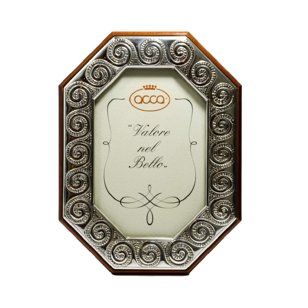 Cadre photo en argent 925 Acca avec socle en bois de prestige artisanal
