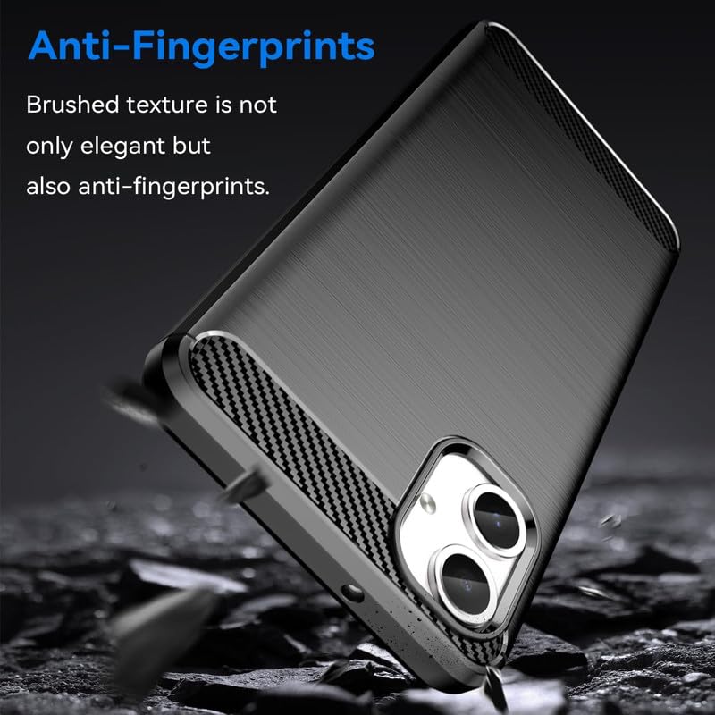Image of NPRC Hybrid Ultra Slim Protective Case TPU Non-Slip Carbon Fiber Texture Shockproof Case Cover for Samsung Galaxy A06 - Black