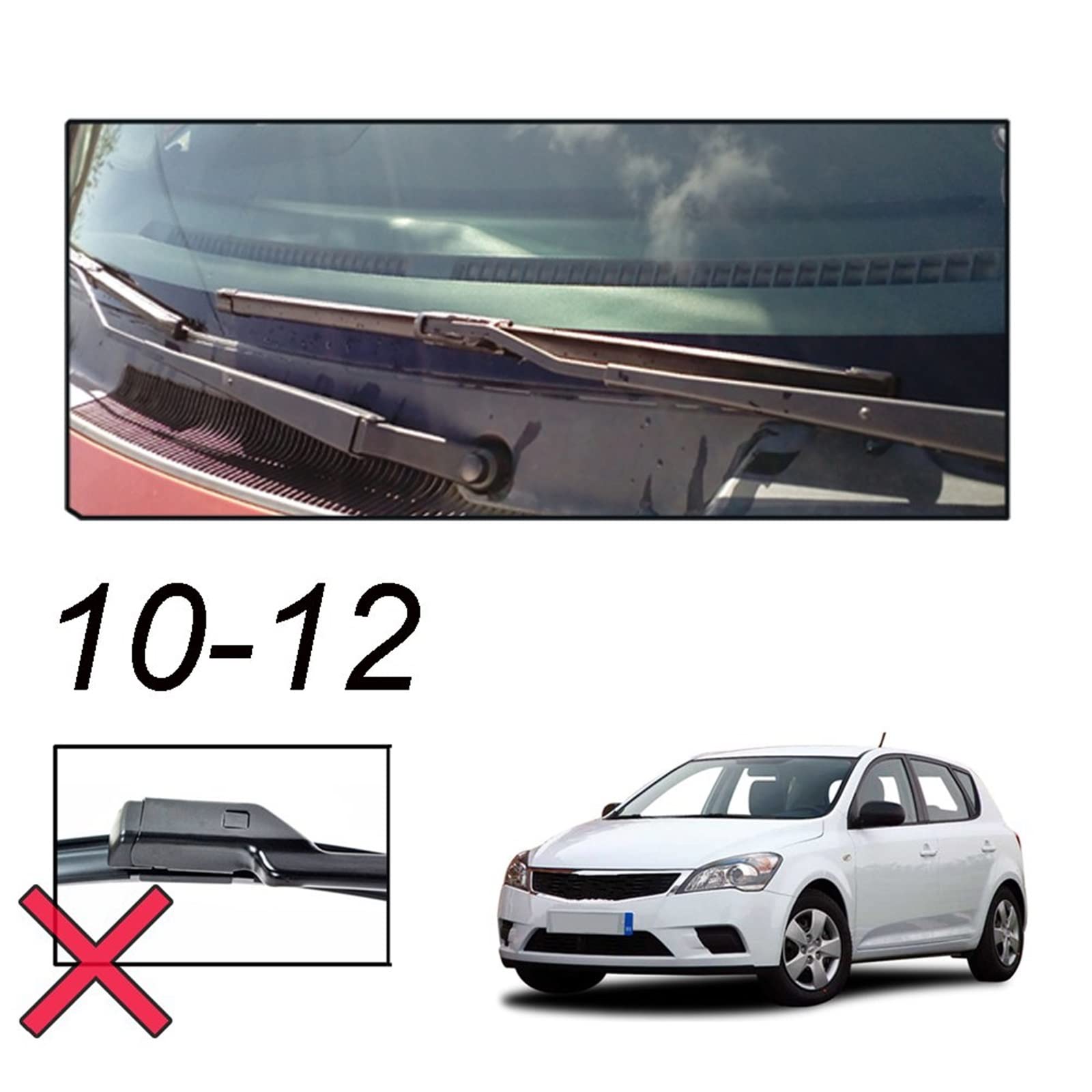 Tergicristallo per Auto Kit Spazzole Tergicristallo Anteriore Posteriore Portellone Posteriore per Kia Cee'd per PRO Ceed ED 2012 2011 2010 Spazzola Tergicristallo