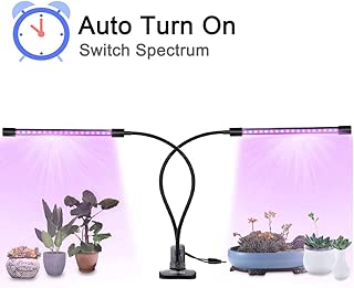 18W Plant Grow Light with Auto Turn On Function, slitinto Dual Head 36 LED 5 Dimmable Levels Grow Lamp Bulbs, 3/6/12H Timer, Spectrum Switching, Adjustable Gooseneck for Indoor Plants [New Converter] - coolthings.us
