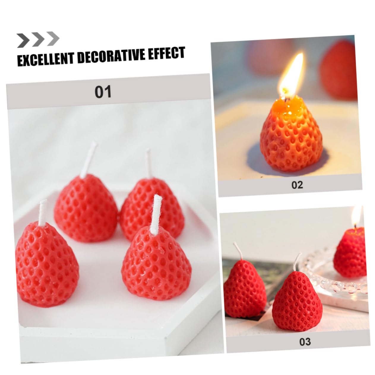 MAGICLULU 9pezzi Candela Decorativa Forma di Fragola Candela Alimentare Profumata Candele alla Fragola per Casa e Feste Realizzata Materiali di Qualità e Sicuri Crea un Atmosfera Confortevol