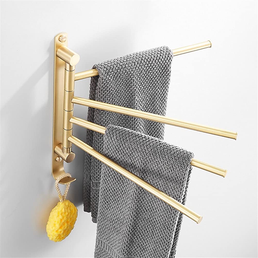 Porte-Serviettes Porte-Serviettes pivotant, Porte-Serviettes en Laiton Total doré brossé, Porte-Serviettes de Salle de Bain Noir fixé au Mur, Porte-Serviettes de Salle de Bain pour Cuisine d