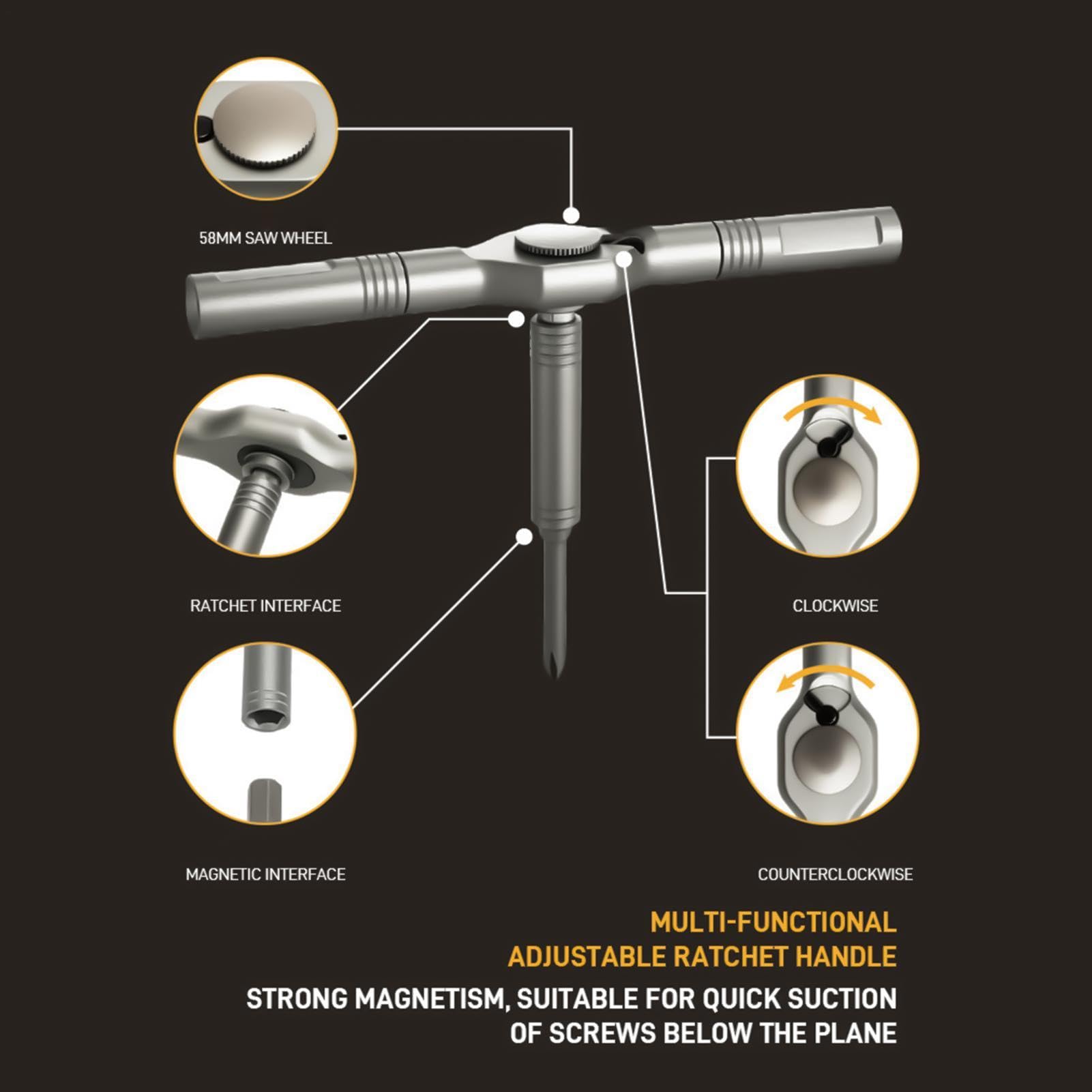 Kit destornillador de carraca Herramienta manual magnética de carraca 50 en