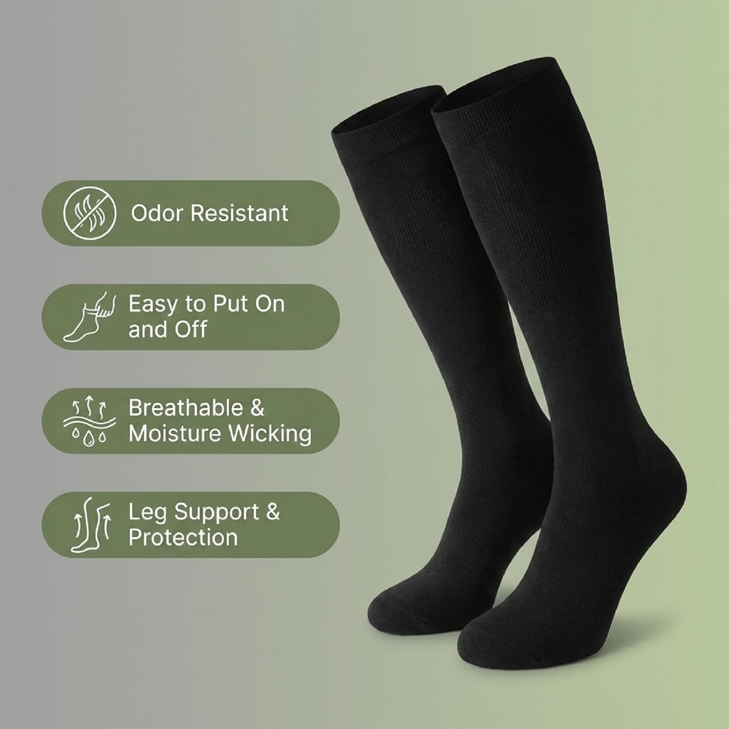 LEOSTEP Bamboo Viscose Compression Socks for Men & Women(2 Pairs),Knee High Socks Support for Pregnancy, Travel