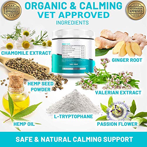 Hemp Calming Treats for Dogs - Made In USA - Vet Approved - Helps With Dog Anxiety, Separation, Barking, Stress Relief And Thunderstorms - Natural Calming Relaxer for Aggressive Behavior - 120 Chews Hemp Calming Treats for Dogs - Made In USA - Vet Approved - Helps With Dog Anxiety, Separation, Barking, Stress Relief And Thunderstorms - Natural Calming Relaxer for Aggressive Behavior - 120 Chews