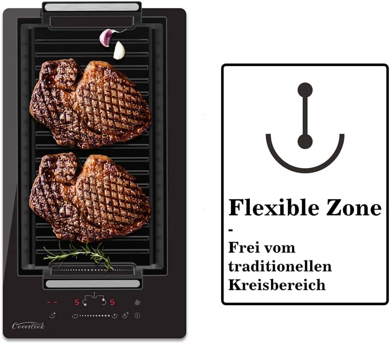 COVERCOOK Piano cottura a induzione, piano cottura 4 fuochi con funzione Bridge, 59 cm, Funzione Power Boost, 9 livelli di potenza, Nero, 7200 W COVERCOOK Piano cottura a induzione, piano cottura 4 fuochi con funzione Bridge, 59 cm, Funzione Power Boost, 9 livelli di potenza, Nero, 7200 W