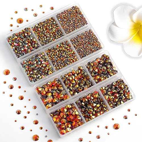 Image of 6736pcs Hotfix Rhinestones Flatback, Orange AB Rhinestones for Crafts Clothes Mixed 5 Sizes, Hotfix Crystals with Tweezers and Wax Pencil Kit, SS6-SS30, Hyacinth AB