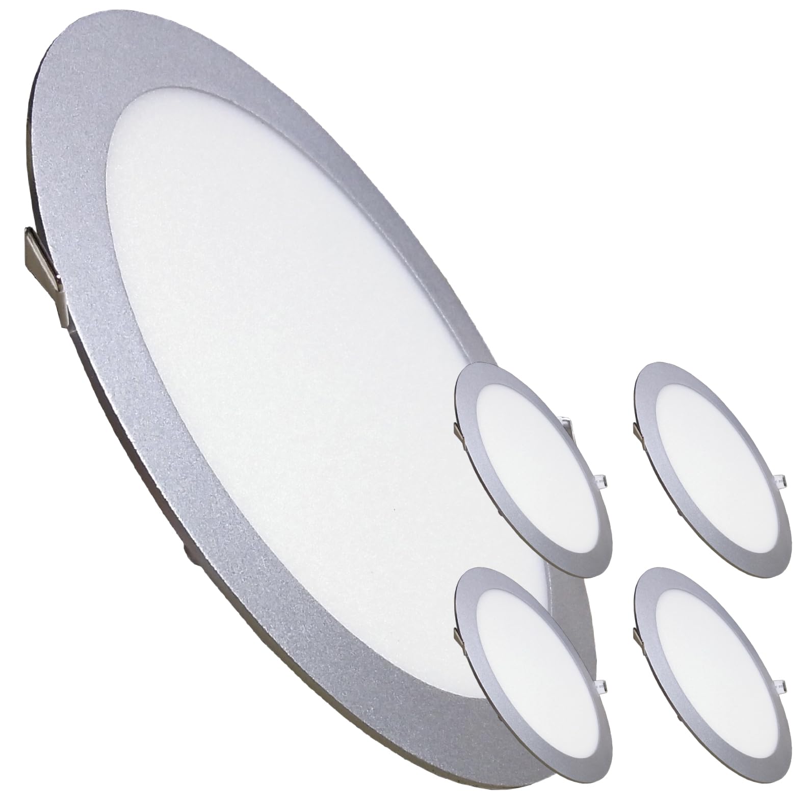 LED ATOMANT 5x Panel LED Redondo Plata Corte 280mm 24W Color Luz Calida | Color Blanco Calido 3000K, 2200 Lumenes, Driver incluido, Marco plata