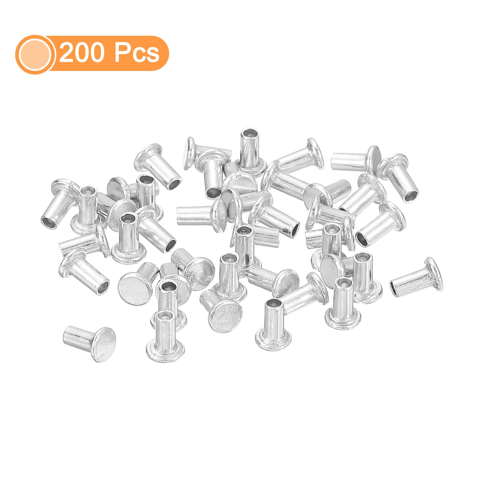 200 Pezzi Rivetti Semitubolari In Alluminio 2x4 Mm - Per Riparazioni Domestiche E Industriali, Testa Tonda, Argentati