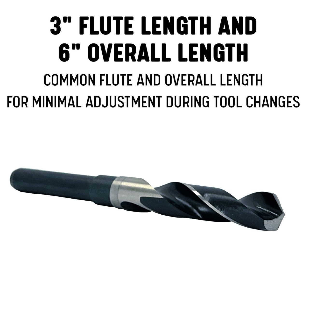 Drill America DWDRSD High-Speed Steel Reduced Shank Drill Bit - 41/64 Size, 3/8 Round Shank, Black Oxide Finish