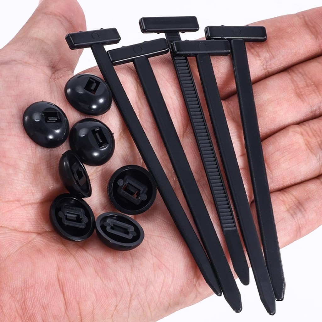 200PC Nylon Universal Cable Tie Buckle,Self-Locking Zip Ties Holder With Pin & Button Design Plastic Cable Ties Tool Fasteners Car Body UV Resistant Zipties for Car Daily Repair