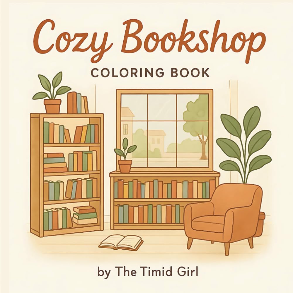 The Cozy Bookshop Coloring Book: Bold and Easy Designs of Cute Bookstores for Stress Relief and Relaxation