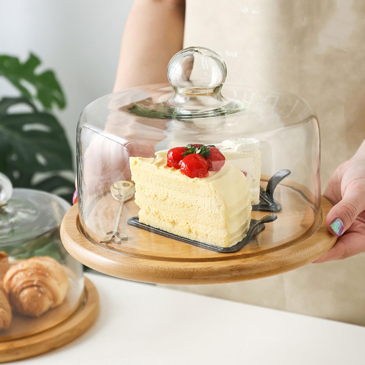 Cubierta de Vidrio para Pastel y Snacks, Asa de Agarre