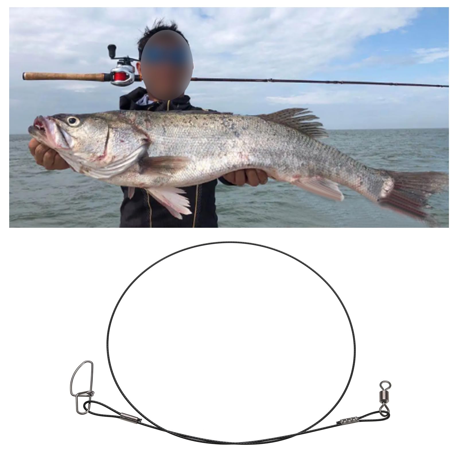 30 szt. przynęt wędkarskich 45 kg/100 funtów 50 cm/19 cali ze stali nierdzewnej zapobiegające gryzieniu przynęta wędkarska z krętlikami i zatrzaskami do wędkowania na świeżym powietrzu
