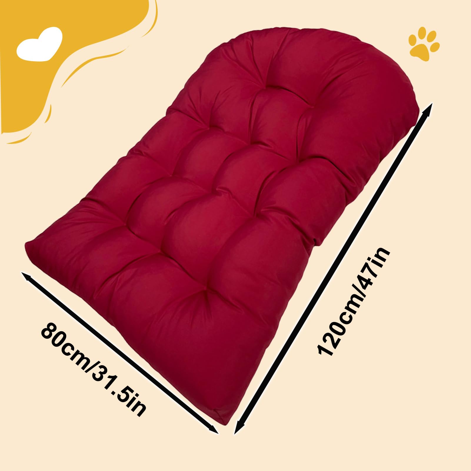 Hängesessel Kissen, Polster Outdoor Wasserdicht Hängeschaukel Kissen Dicke Weiche Indoor Möbel Liege Matte für Hängekorb Schaukel Korb Gartenstuhl Hängestuhl Ersatzkissen,Lila,120×80cm