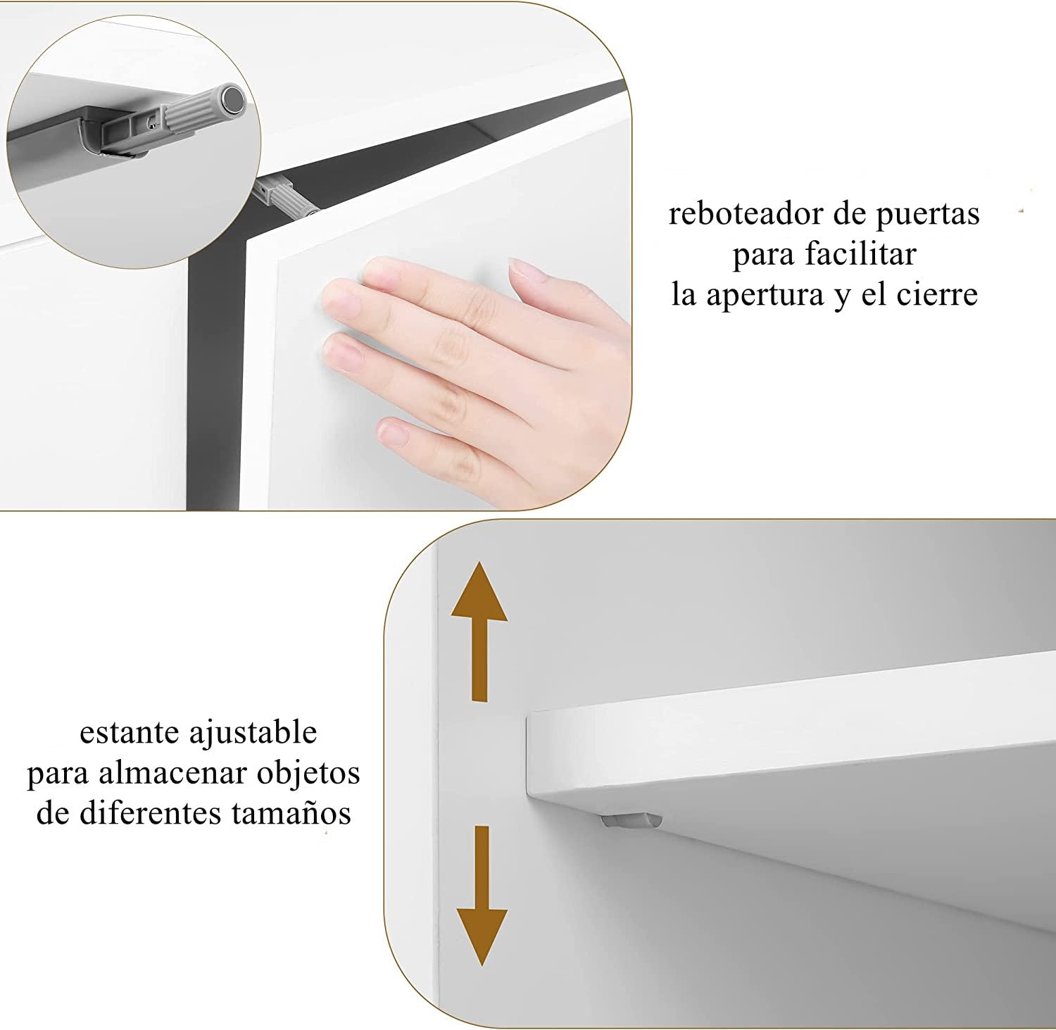 FirFurd Aparador Blanco Aparador de Cocina Armario de Almacenaje 6 Estantes | Mueble Auxiliar de Cocina con 3 Puertas, Estantes Ajustables para Salón, Cocina, Comedor 107x40x80cm