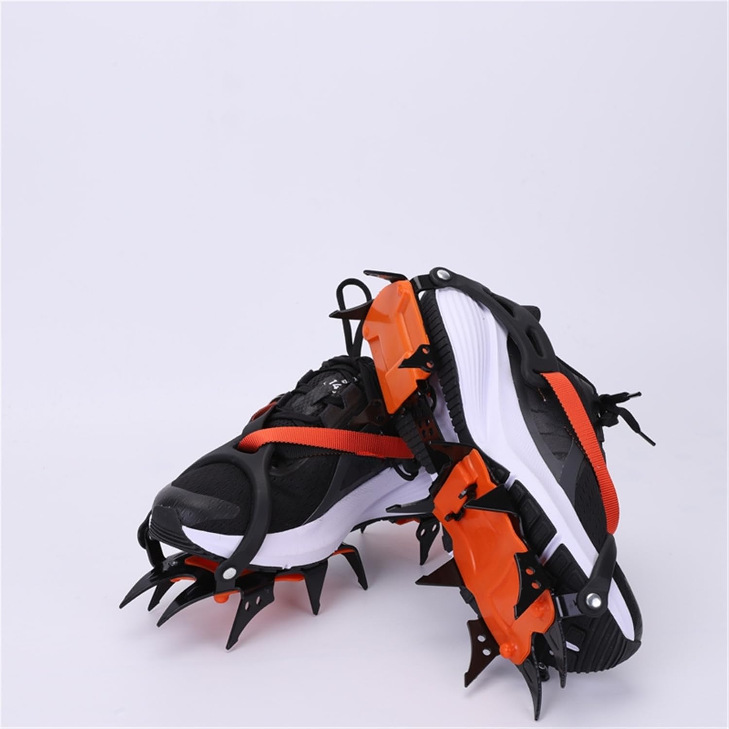 Ramponi Antiscivolo Neve 12 Punte Acciaio per Scarpe 36-46 | Materiale: Acciaio Manganese, TPU, , Regolabile, Universale, Leggero, Antiscivolo, Escursionismo, Trekking