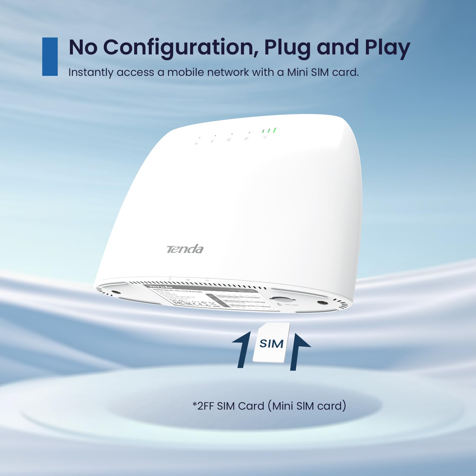 Tenda 4G03 4G LTE Router, WLAN Router für SIM-Karten (CAT4, 150Mbit/s im Download, 300Mbit/s 2,4GHz), 2 Fast-Ethernet-Ports, Plug & Play, APP, IPv6, Gast-Netzwerk, Verkehrdaten-Monitoring, Weiß