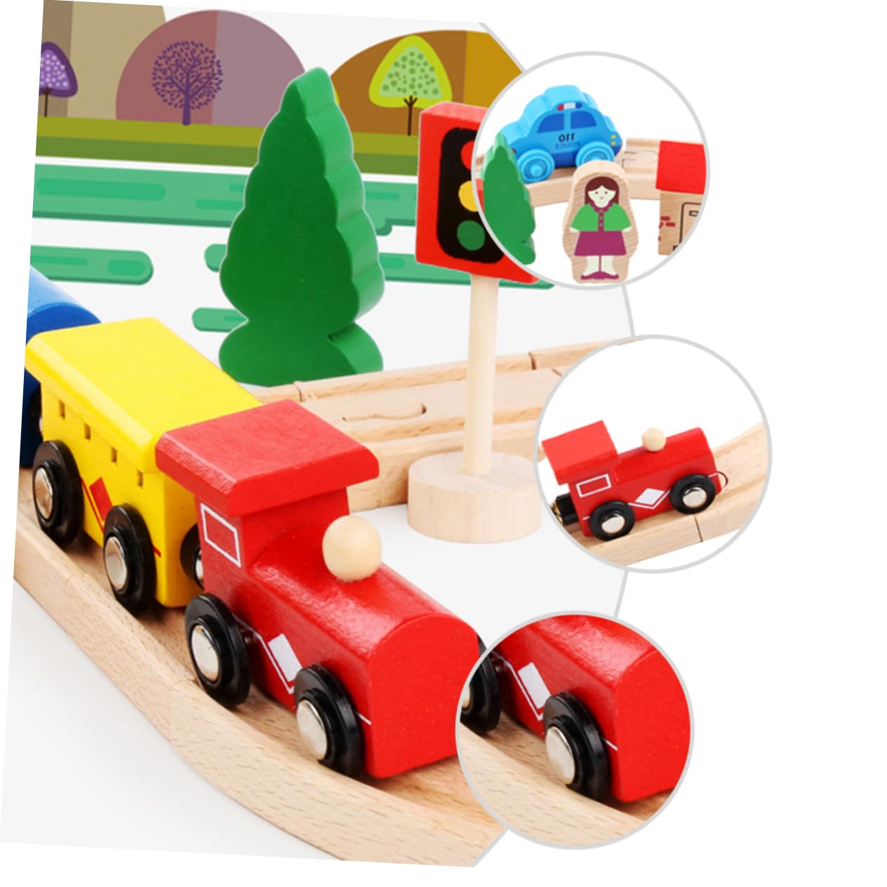 INOOMP Puzzle Per Ragazzo Ragazza in Legno Giocattoli Educativi Per Ragazzo Ragazza Puzzle Binario Del Treno e Alcuni Vagoni Set Di Vagoni Ferroviari in Legno Di Faggio in Continua Evoluz