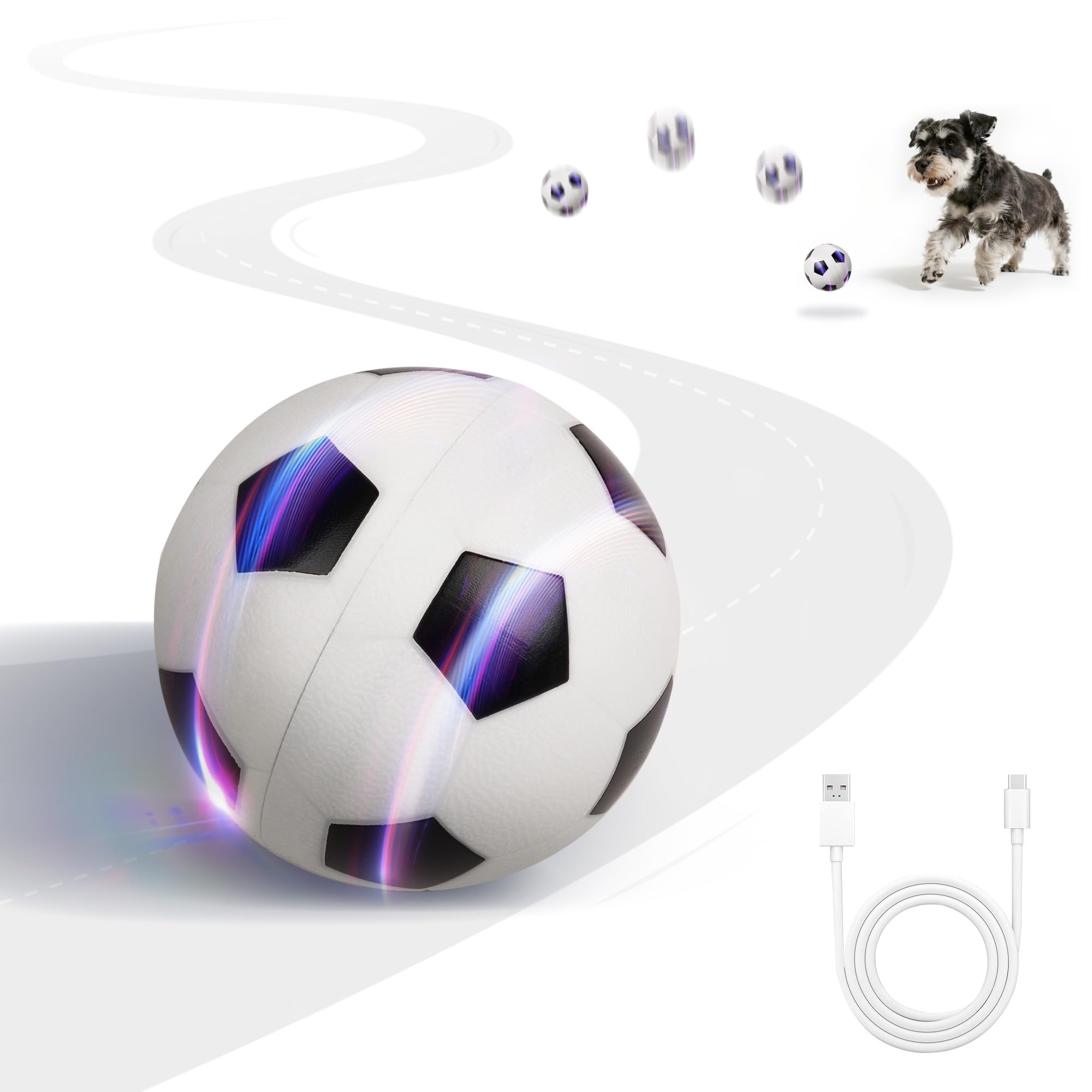 Pet Prime Interaktiver Spielball Für Hunde – Lädt Per USB-C, Rollt Und Springt Automatisch, Wasserfest, 8 Cm