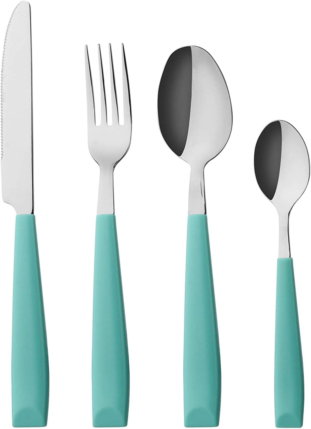 Sponsored Ad - ANNOVA Silverware Set Stainless Steel Colorful Handle Tableware Kitchen Flatware Set Utensils, Includes Dinner Knives, Forks, Spoons & Dessert Spoons (Turquoise, 16 Pieces)