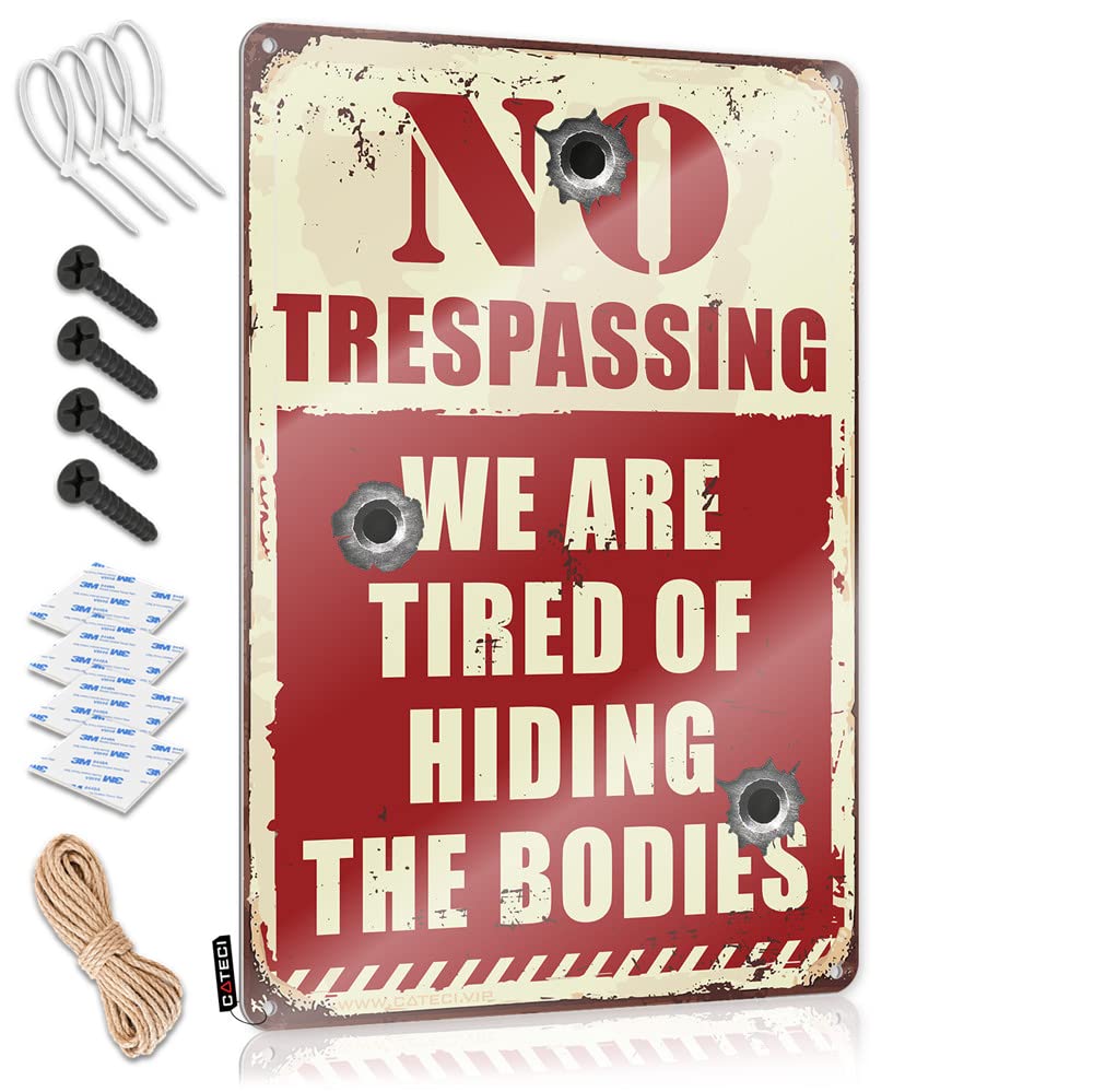 Vpguqarfr Colour Industrial Vintage Wall Decor, Painting Limit No Trespassing We Are Tired Of Hiding The Bodies | Farmhouse Dining Decor(30X40cm)