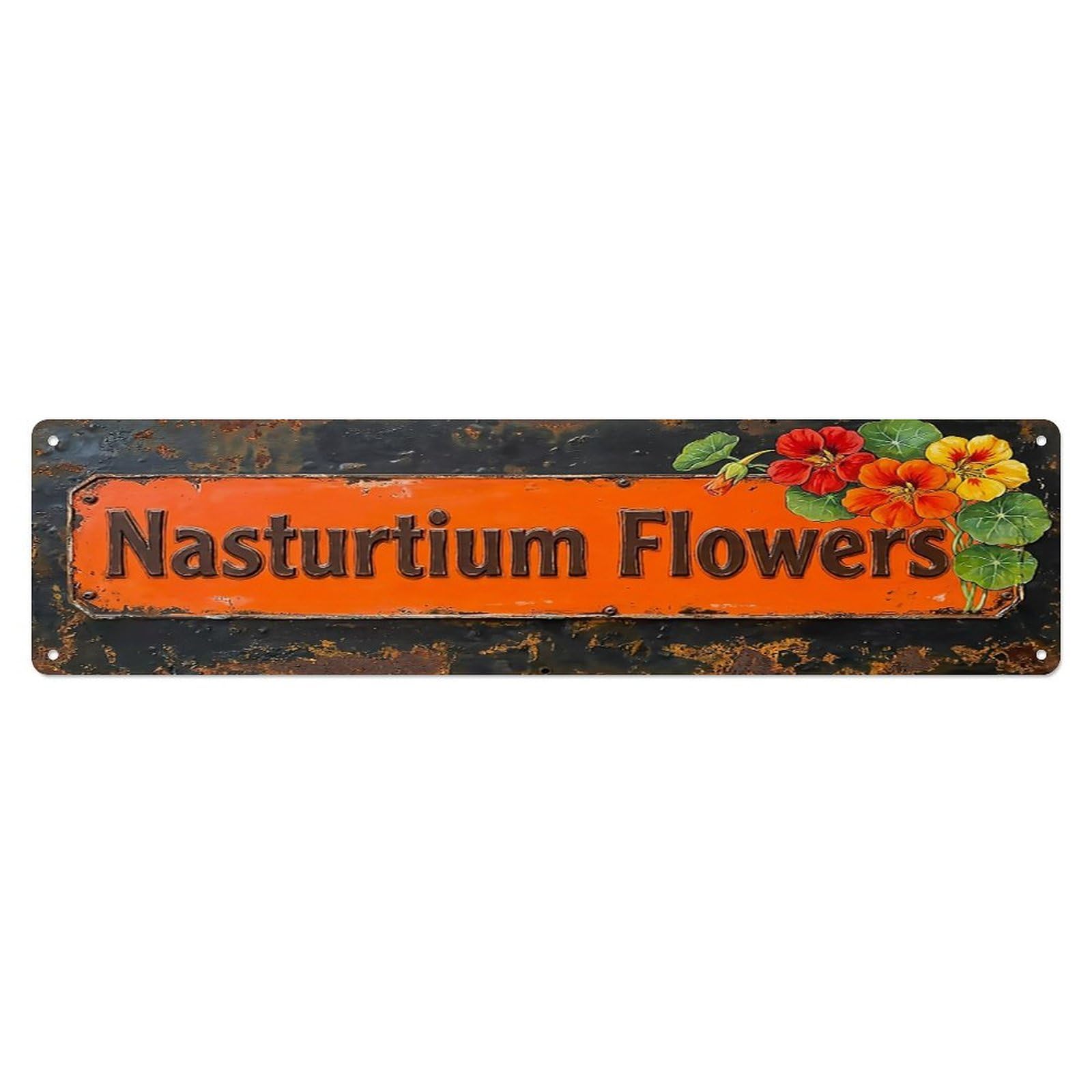 Vintage Nasturtium Flowers Peppery Farmhouse Metal Tin Sign