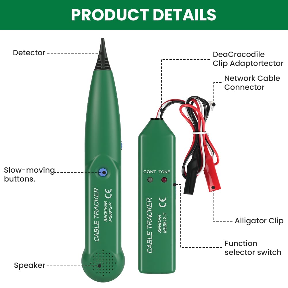 Flintronic Probador de Circuitos, Probador de cables de Red, Rastreador de Cables Multifunción,Buscador de Líneas, Trazador de Cables y Generador de Tonos, para Identificación y Control de Cables
