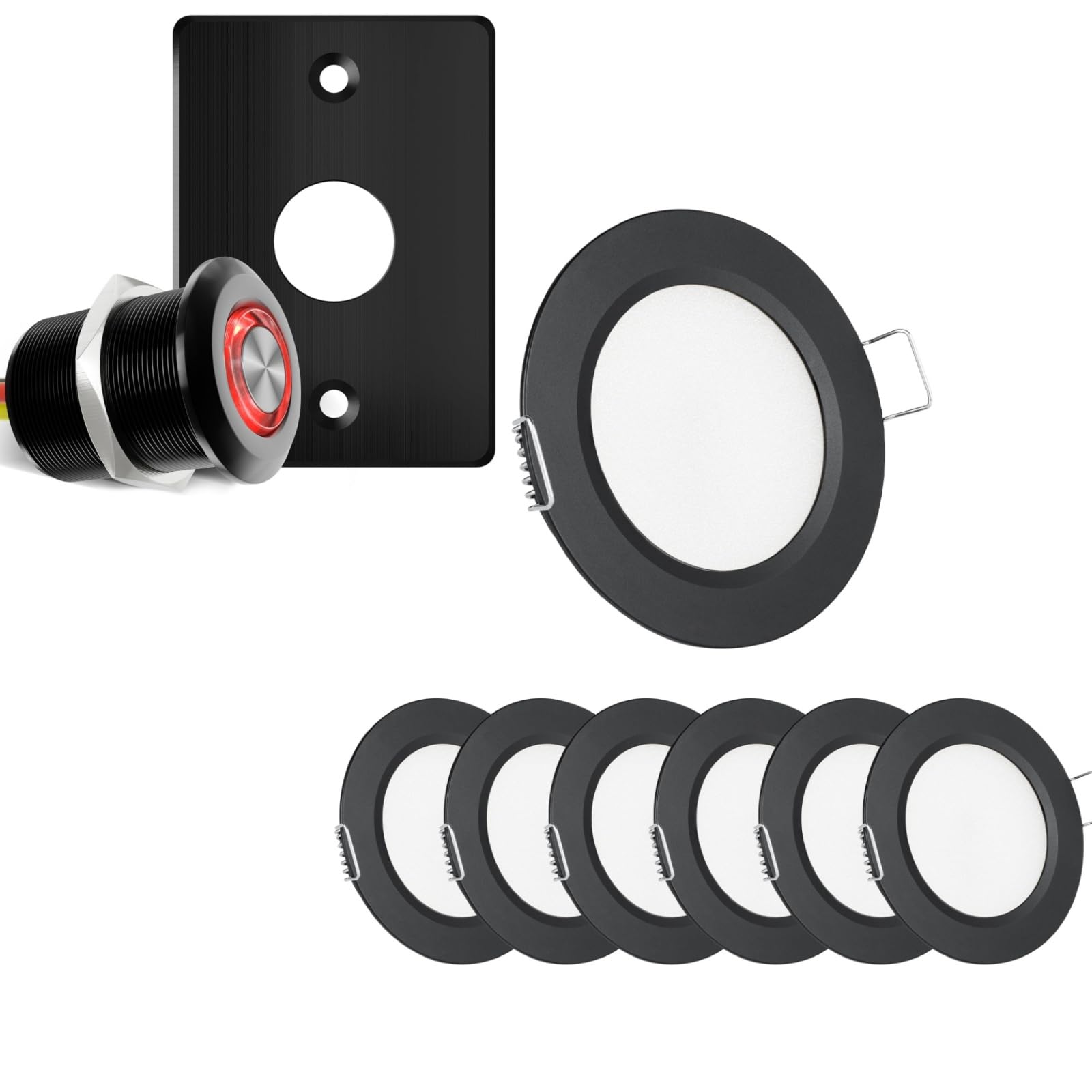 acegooRV 2.75" Recessed LED Ceiling Light 12V Dimmer Switch Full Aluminum Bundle