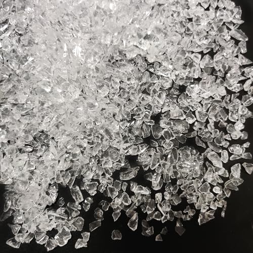 HappyFiller Crushed Glass for Resin Art Broken Piece Granules Crafts Vase Fillers Candle Holder Sand Pebbles Succulent Terrarium Decor Tabletop Fire Pit Aquarium Fishbowl Transparent 1.3LB