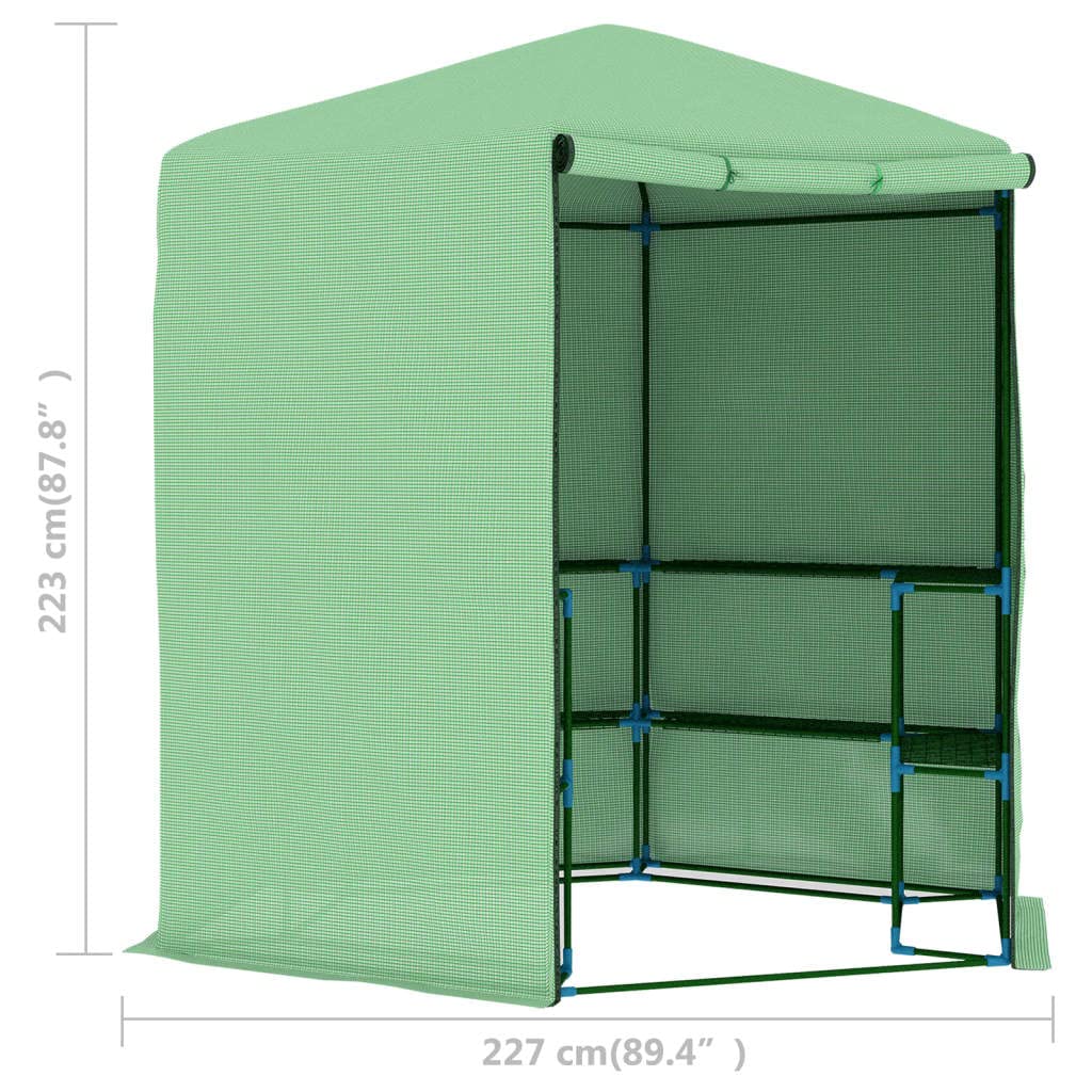 Szklarnia z półkami ze stali malowanej proszkowo 227 x 223 cm, siatka PE 170 g na m2, do szklarni na pomidory, szklarni, tunelu foliowego, ochrona przed mrozem i warunkami atmosferycznymi w
