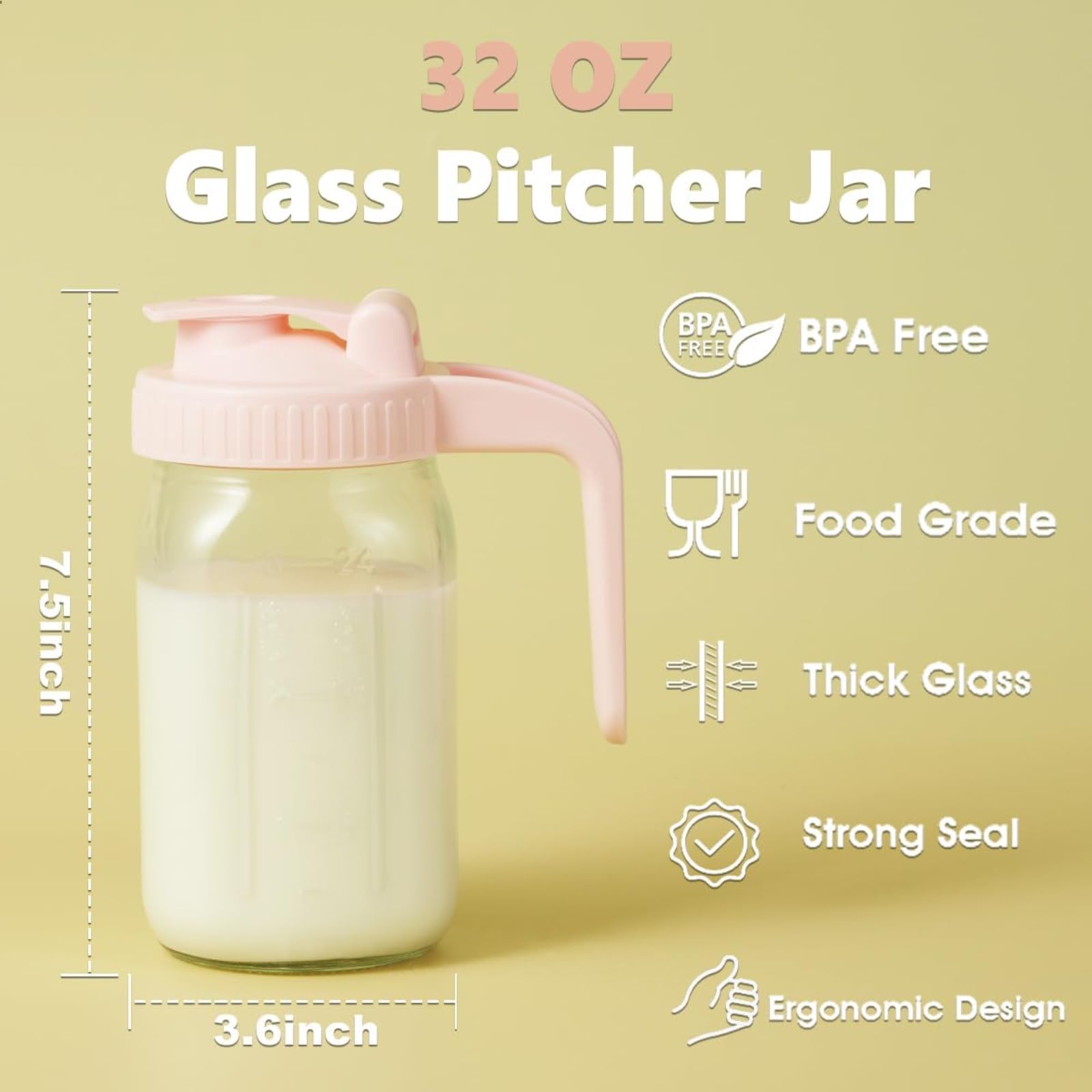 Bouilloire en verre 946 ml avec couvercle rabattable et verseur pour thé café infusion froide