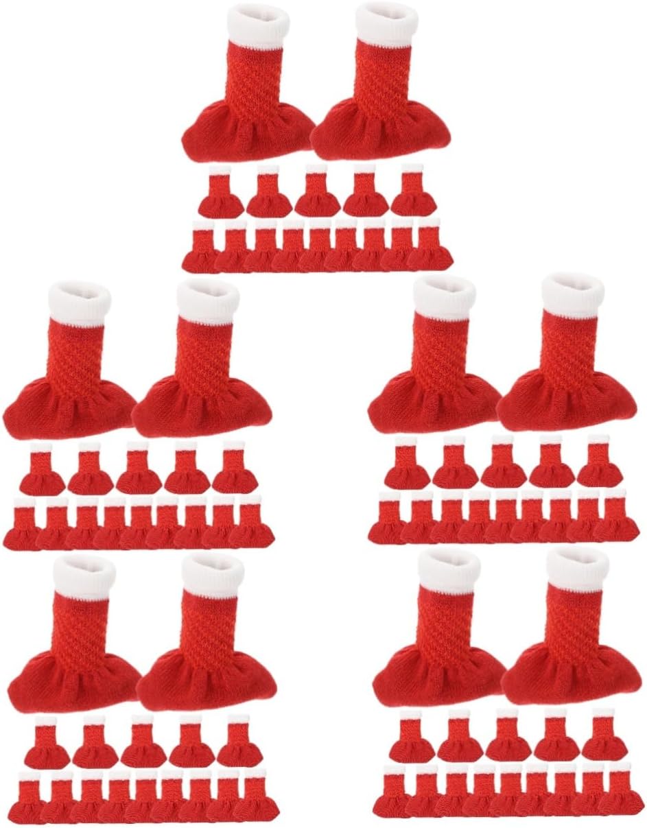 DOITOOL 80pcs Christmas Chair Leg Covers Elastic Table Feet Protectors Non- Furniture Socks for Holiday Decor for Christmas Parties and Family Gatherings