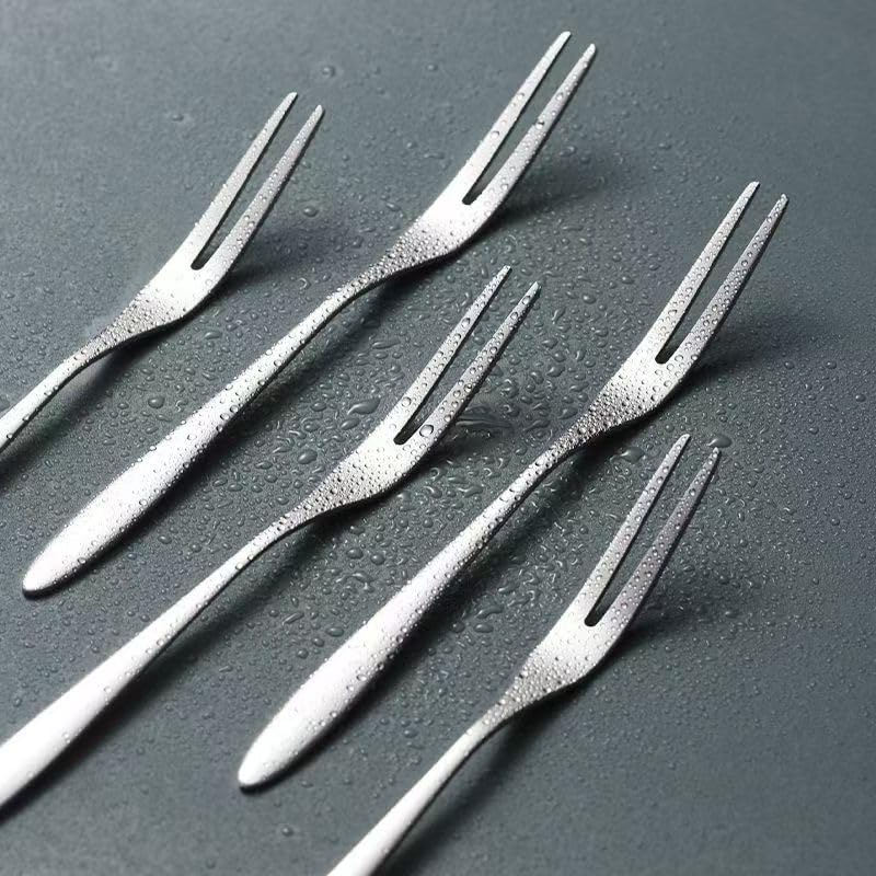 6PCS 304 Elegant Stainless Steel Escargot Forks Set - Premium Quality for Desserts, Fruit Salads, Appetizers, and More - Rust-Resistant, Dishwasher Safe, Mirror Polished Silver Finish (Silver)
