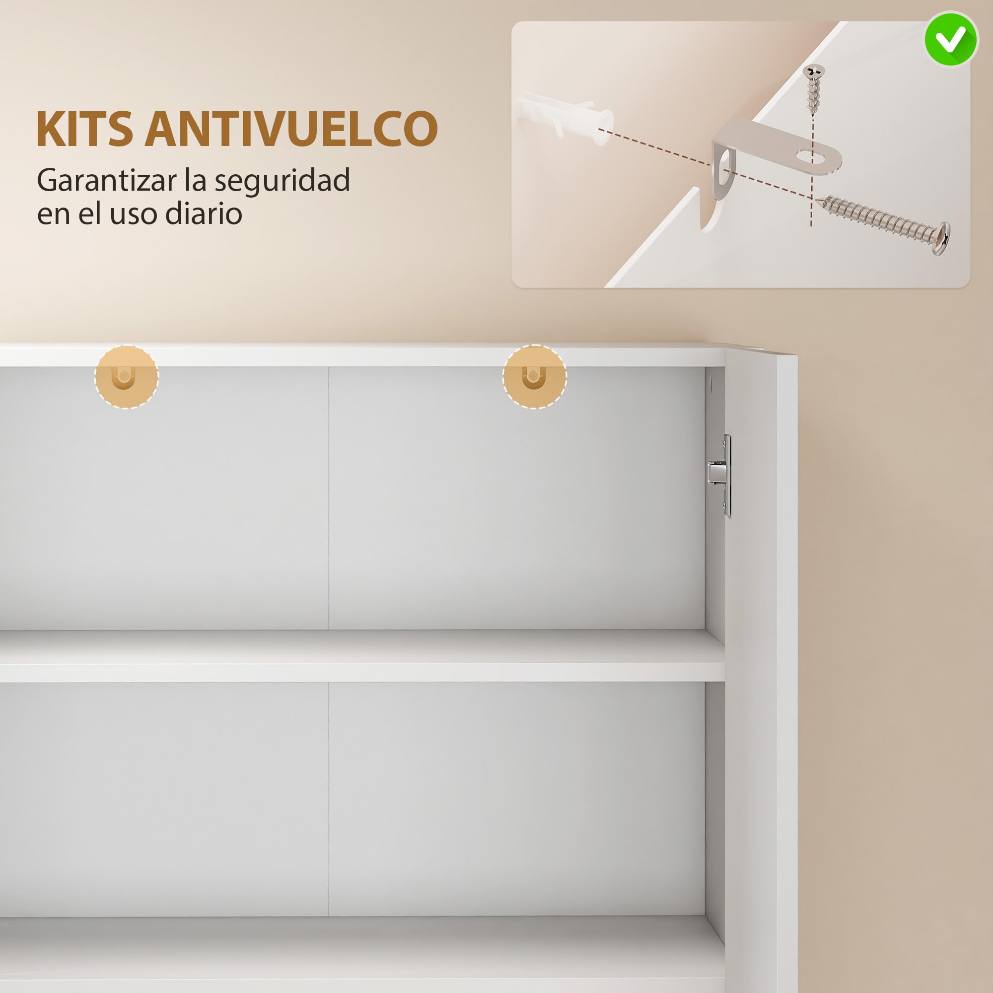HOMCOM Alacena de Cocina, Mueble Auxiliar de Cocina de Blanco Brillo con 4 Puertas, Compartimento Abierto, Estantes Ajustables, 68x34x180 cm