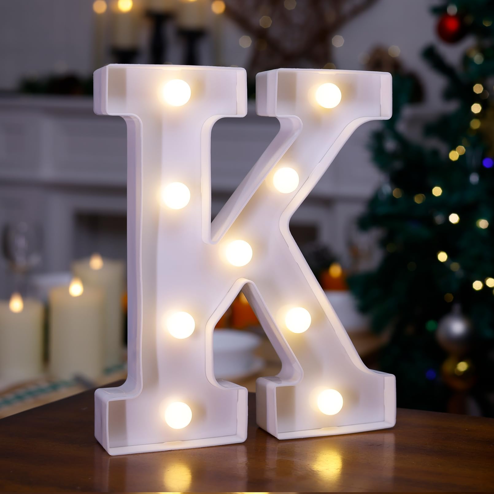 TRONSBOO LED Marquee Sign Light Up Letters, Alphabet Light Up Letters Sign, Battery Powered LED Letter Lights for Night Light, Wedding, Birthday, Party, Christmas or Home Decor (Letter K)