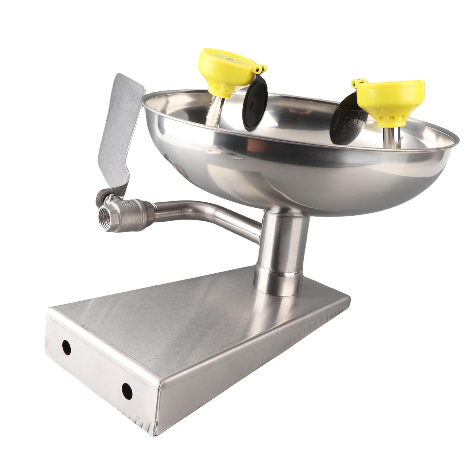 Lavaojos de Emergencia, Manija Tipo Empuje, Boquilla Doble, Base Engrosada, Tipo Abatible, Cubierta Antipolvo, Estación de Lavado de Ojos, Montaje en Pared para Laboratorio,