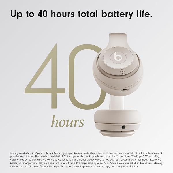 Beats Studio Pro-Premium Wireless Over-Ear Headphones- Up to 40-Hour Battery Life, Active Noise Cancelling, USB-C Lossless Audio, Apple & Android Compatible- Sandstone - 4