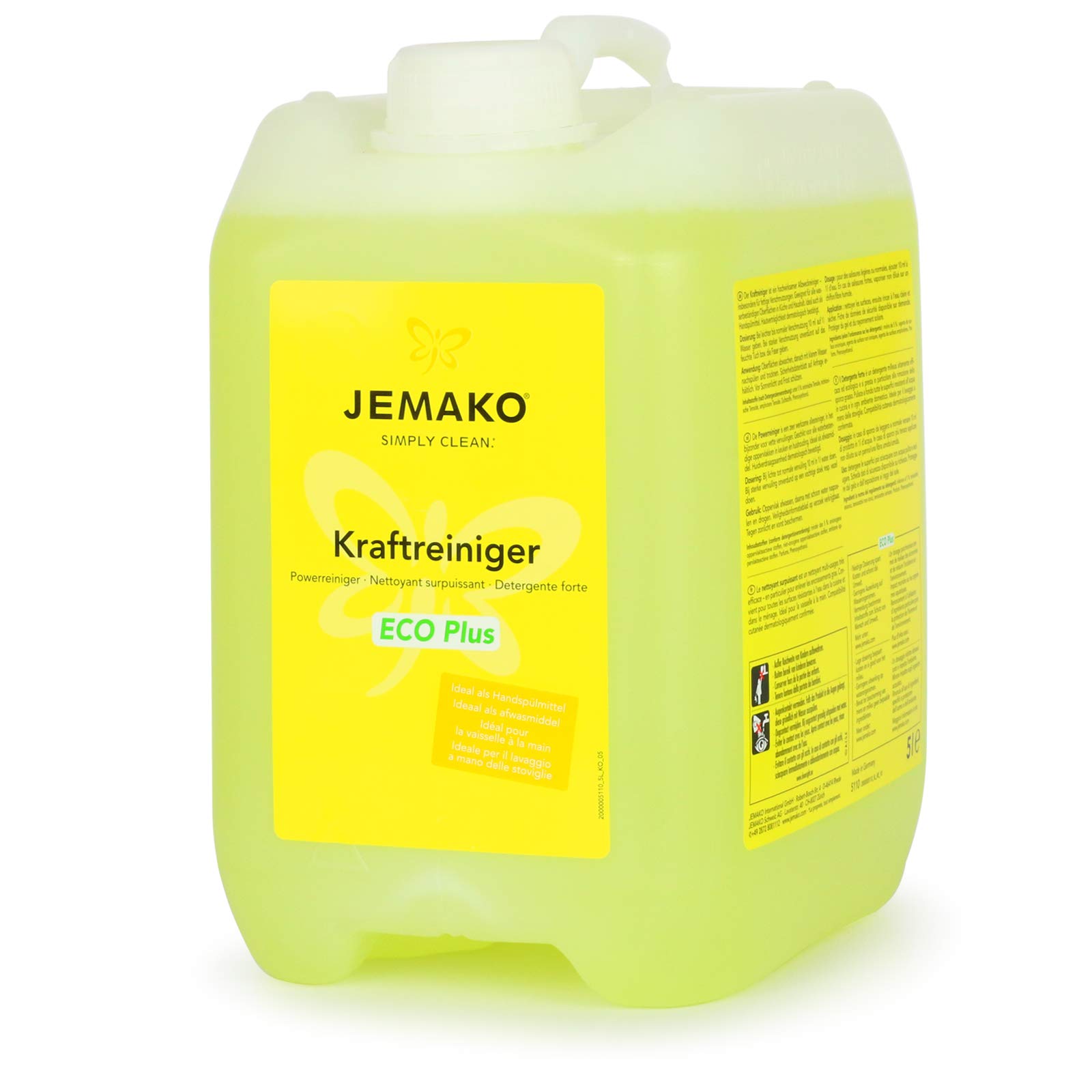 Jemako Kraftreiniger ECO Plus | Konzentrat | Besonders ergiebig | inkl. Mikrofasertuch (Gelb, 5 Liter)