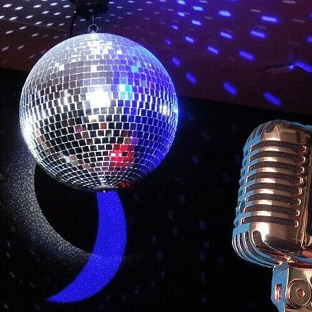 Bola de discoteca colgante plateada, reflectante, giratoria, lámpara redonda, para baile, festival, escenario, boda, cumpleaños, decoración, 25 cm, plata