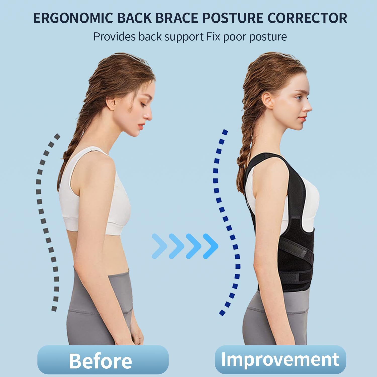 Back Brace Posture Corrector for Women & Men, Adjustable Upper Back Support Brace for Pain Relief, Scoliosis & Hunchback Corrector - Size M (Chest 34-41 Inch, Weight 120-170 lb)